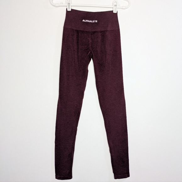 Alphalete Maroon Workout Exercise Leggings S - Picture 5 of 11